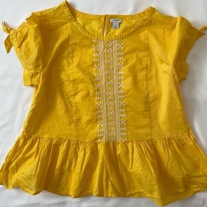 Yellow Ruffled Embroidered Blouse